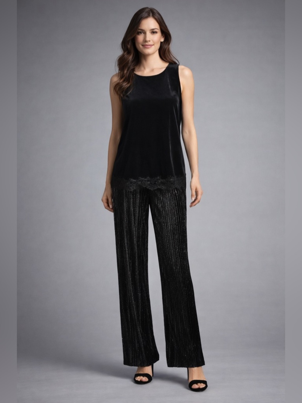 NWT House of Harlow SZ S black velvet pull on pants w/gold metallic pinstripes